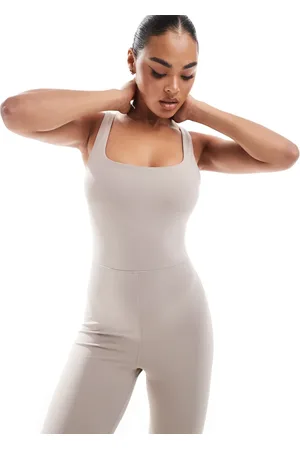 South Beach Scoop vest unitard in stone