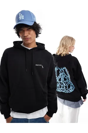 Dr Denim Unisex Damien relaxed fit heavyweight brushed fabric hoodie with DD peace back graphic in