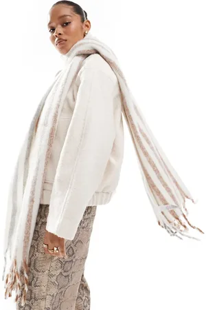 ASOS Fluffy scarf with brown and grey stripe design