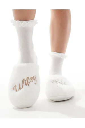 SEQWL Bridal embellished slippers in