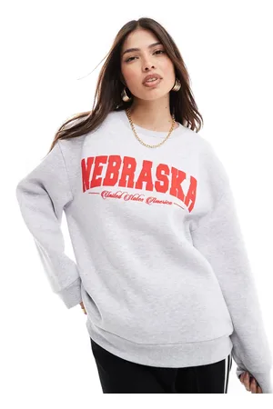 ASOS Sweatshirt with nebraska graphic in ice marl