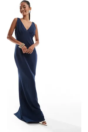 Pretty Lavish Bridesmaid crepe maxi in midnight