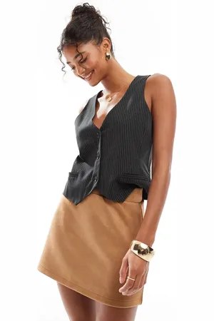 ASOS Suedette mini a line skirt in sand