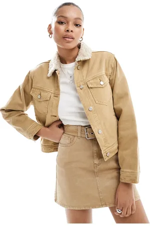 ASOS Denim borg jacket in wash camel co-ord