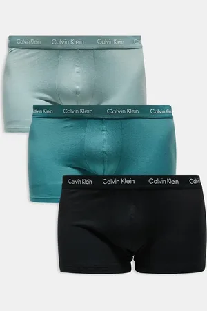 Calvin Klein Plus Cotton Stretch 3 pack low rise trunk in green/black