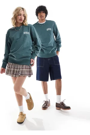 Dickies Aitken left chest logo sweatshirt in dark green and