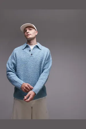 Topman Oversized fit boucle polo in marl
