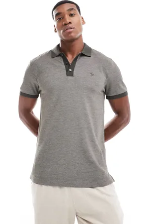 Abercrombie & Fitch Chic icon logo texture polo in charcoal
