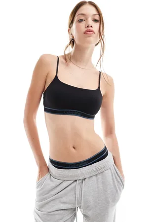 Calvin Klein Tonal Logo Cotton lightly lined scoop bralette with logo band in