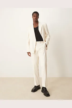 ASOS Slim suit trousers in cream geo jacquard