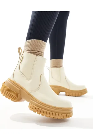 sorel ONA AVE WP waterproof leather chelsea boots in honey and gum sole