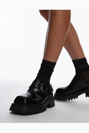 Bronx Qui-nn monkstrap shoes in brush off leather