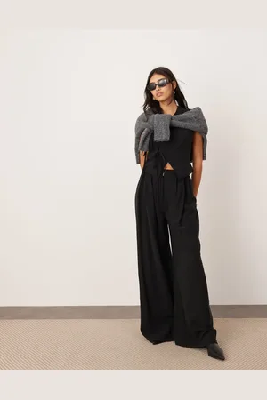 ASOS Wide leg trouser with minimal waistband co-ord in black