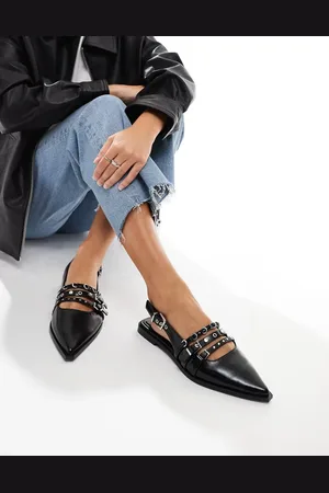 Stradivarius Buckle detail pointed flat slingback in