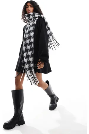ASOS Scarf with dogtooth check in black and white design