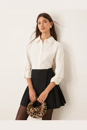 JDY Oversized shirt with seam detail in cream