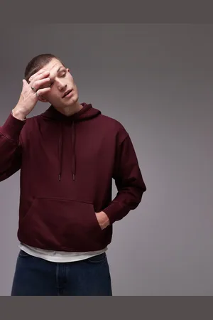 ARKET Relaxed terry hoodie in burgundy