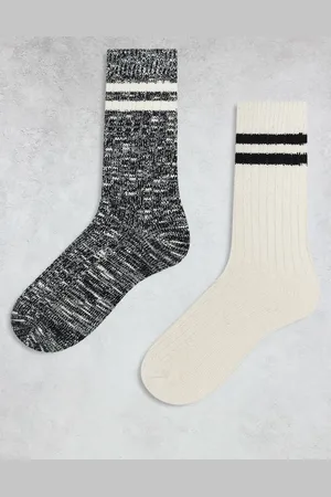 ASOS 2 pack stripe socks in black and white
