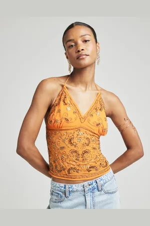 River Island Embellished halterneck cami top in