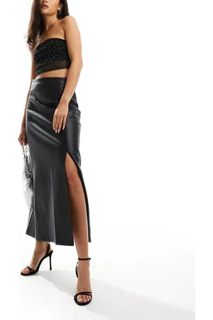 Finding Friday Faux leather split front maxi skirt in