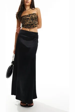 Finding Friday Satin ruche detail aline midi skirt in