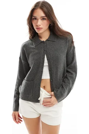 Abercrombie & Fitch Collared cardigan in dark