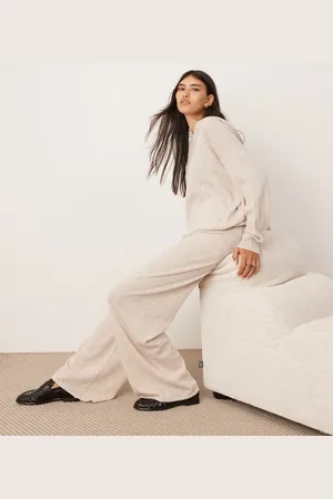 ASOS Premium cashmere blend knit wide leg trouser co-ord in oat