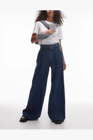 & OTHER STORIES Belted wide jean jeans with front seam detail in