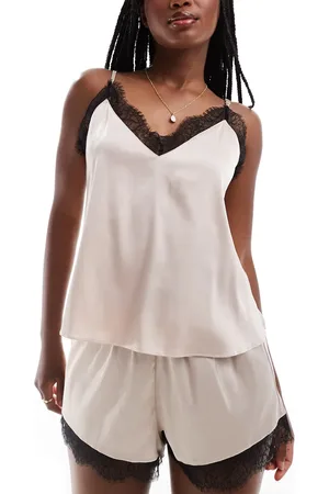 ASOS Satin and lace cami and short set in pink