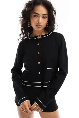 Forever New Contrast tip knit cardi in