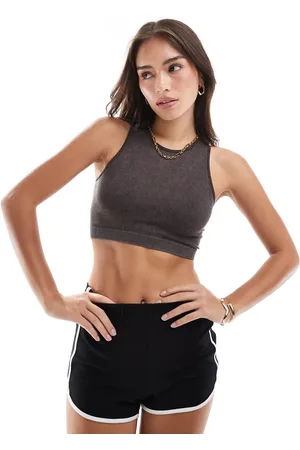 ONLY Seamless ribbed crop top in washed