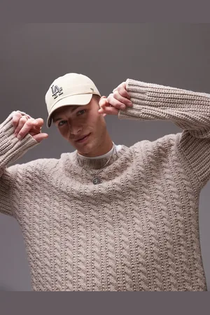 ARKET Wool cable knit jumper in beige melange