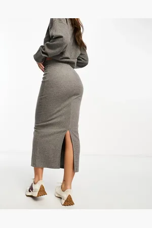 ASOS Supersoft co-ord midi skirt in charcoal marl - CHARCOAL