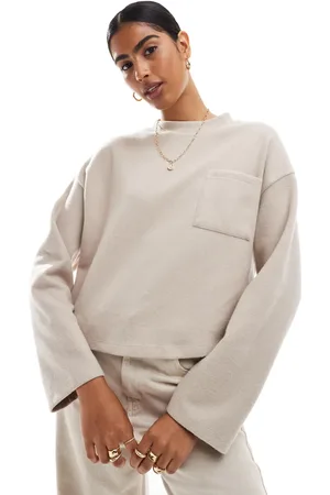 ASOS Supersoft oversized jumper with pocket detail in warm cream - CREAM