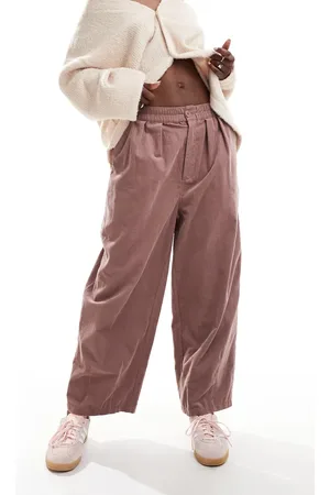 ASOS Cord cropped balloon trousers in mink