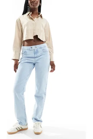 ASOS Low rise jean in stud fastening in bleach