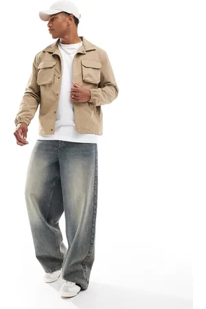 Brave Soul Lightweight shacket in stone