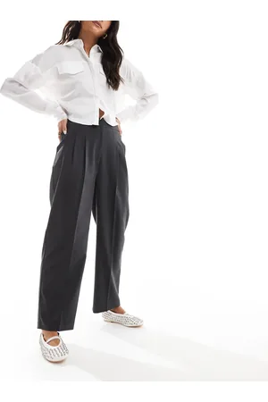 ASOS Tailored barrel trousers in charcoal