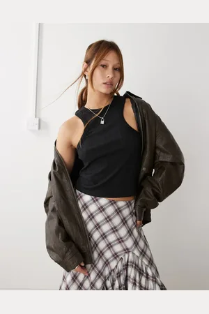 COLLUSION Racer vest in semi sheer stripe