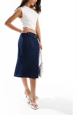 ASOS Denim fitted skirt with mini belt in indigo