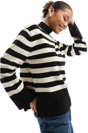 Bershka High neck striped jumper in