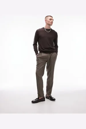 Topman Taper herringbone suit trouser in