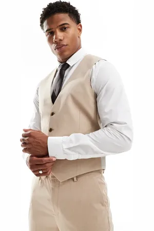 ASOS Slim suit waistcoat in tonal prince of wales check