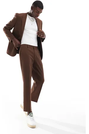 ASOS Straight leg crop length suit trousers in twill