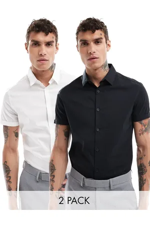 ASOS 2 pack skinny fit work shirt in white and black