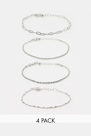 ASOS Pack of 4 fine chain bracelets in tone