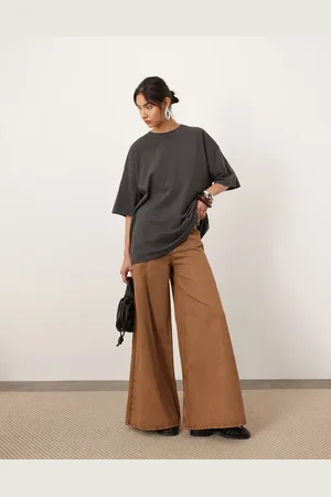 ASOS Reece denim high waisted wide leg jean in rust acid wash