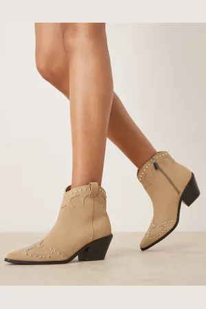 New Look Suedette buckle western boot in tan