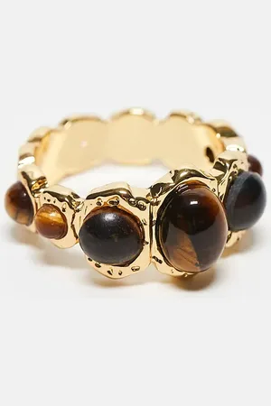 ASOS Limited Edition 14k plated ring with real tigers eye semi precious stone design