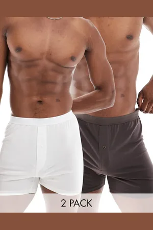 ASOS 2 pack boxers in brown and white